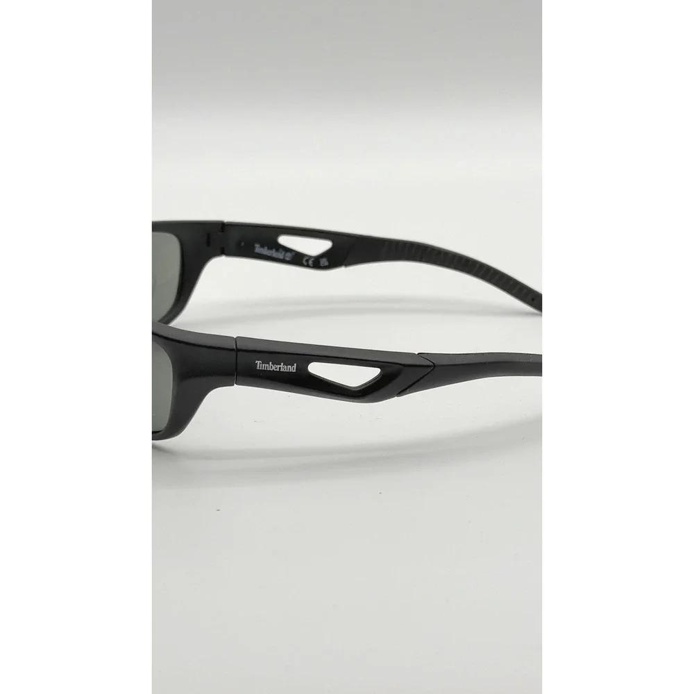 Timberland Mens TB7124 Matte Black Sport Wrap Sunglasses‎ Green Lens Utility